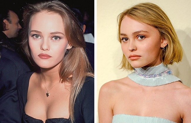 Vanessa Paradis (18 évesen) és Lily-Rose Depp (16 évesen)