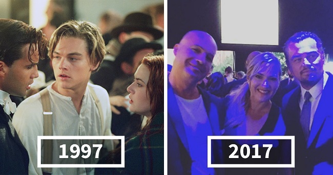 14. Billy Zane, Kate Winslet, Leonardo DiCaprio ("Titanic", 1997 és 2017)