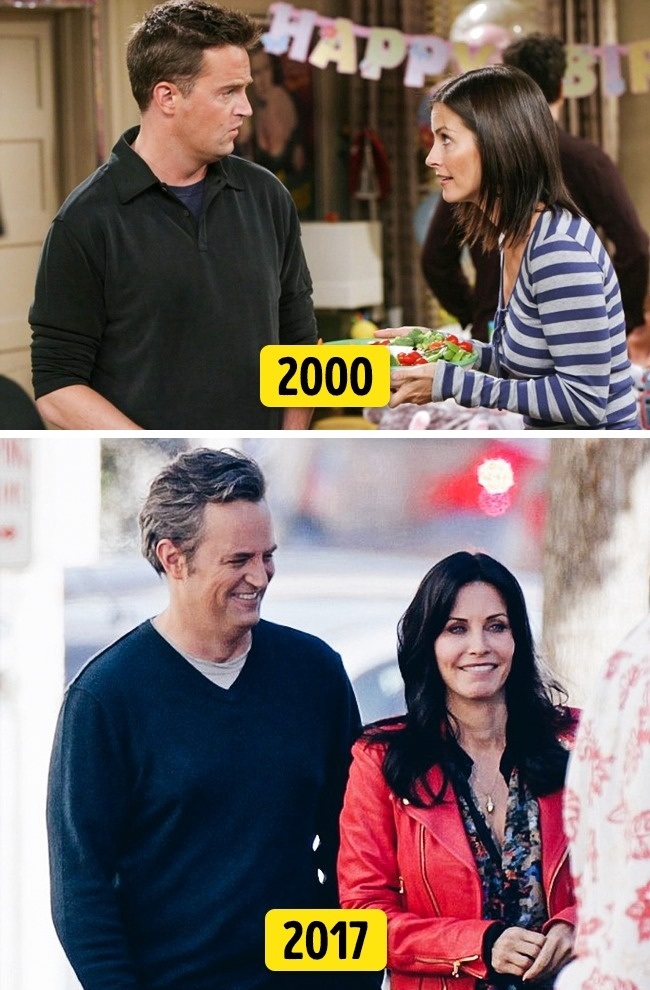 3. Courteney Cox és Matthew Perry ("Jóbarátok", 2000 és 2017)