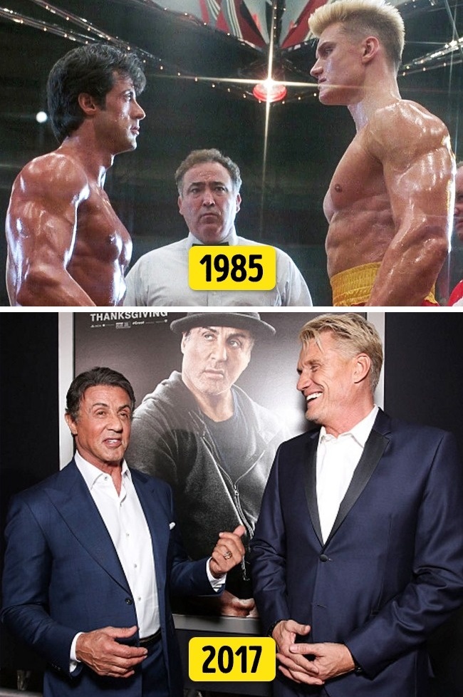 9. Sylvester Stallone és Dolph Lundgren ("Rocky IV", 1985 és 2017)